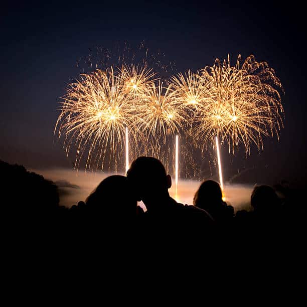couple watching fireworks