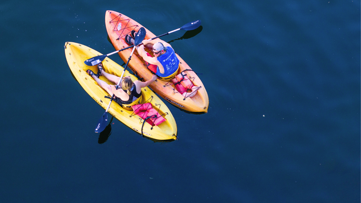 Cruise San Diego Intro to Kayaking - Two people Kayaking aerial view