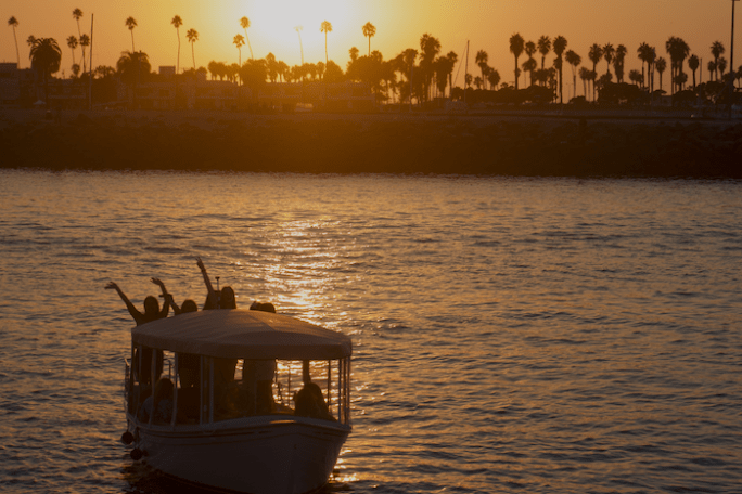 a small boat in a large body of water