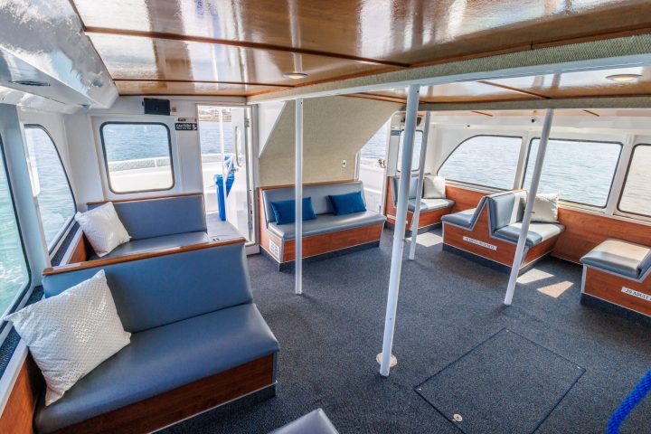 a blue chair in a room