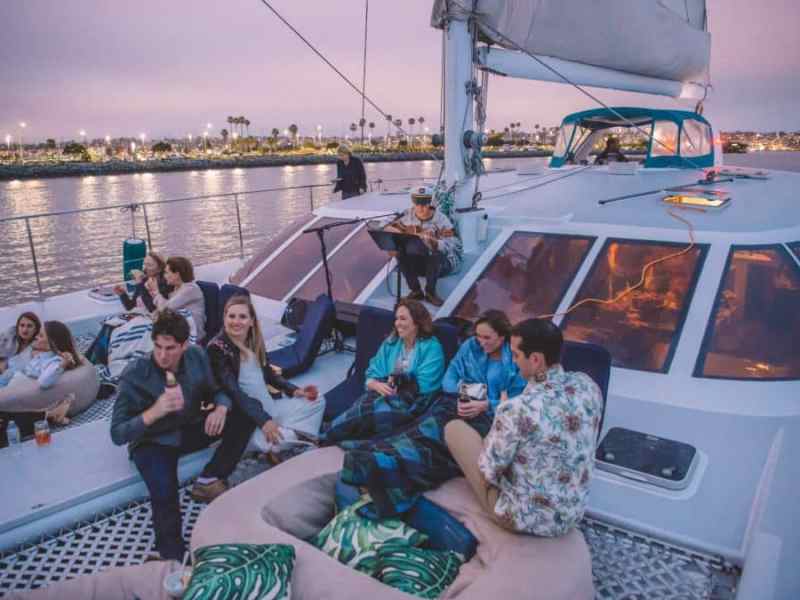 a group of people on a boat